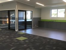 Quiet room and wet area with bench